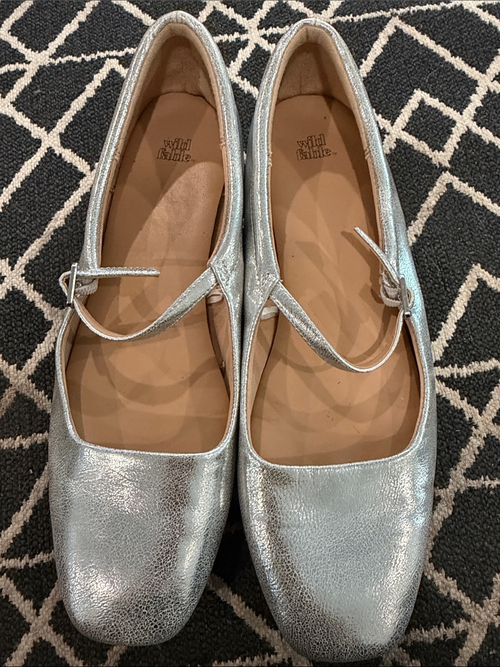 wild fable Metallic Silver Mary Jane Flats with Strap